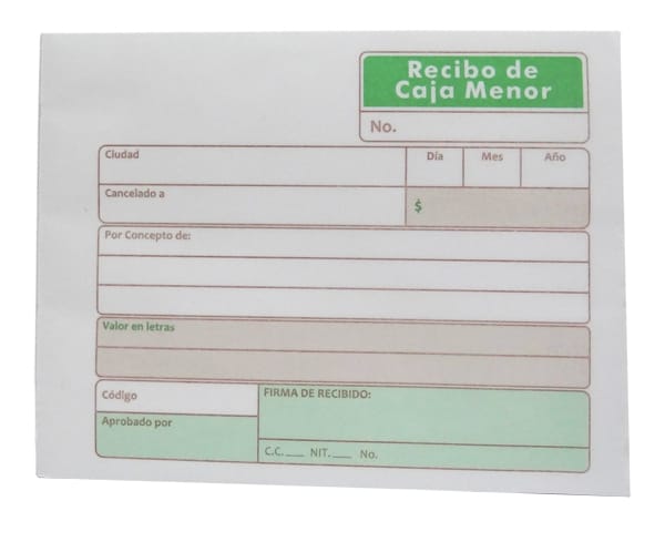 7707366596118 Recibo caja menor x 100 hojas Forma Económica - Imagen 1