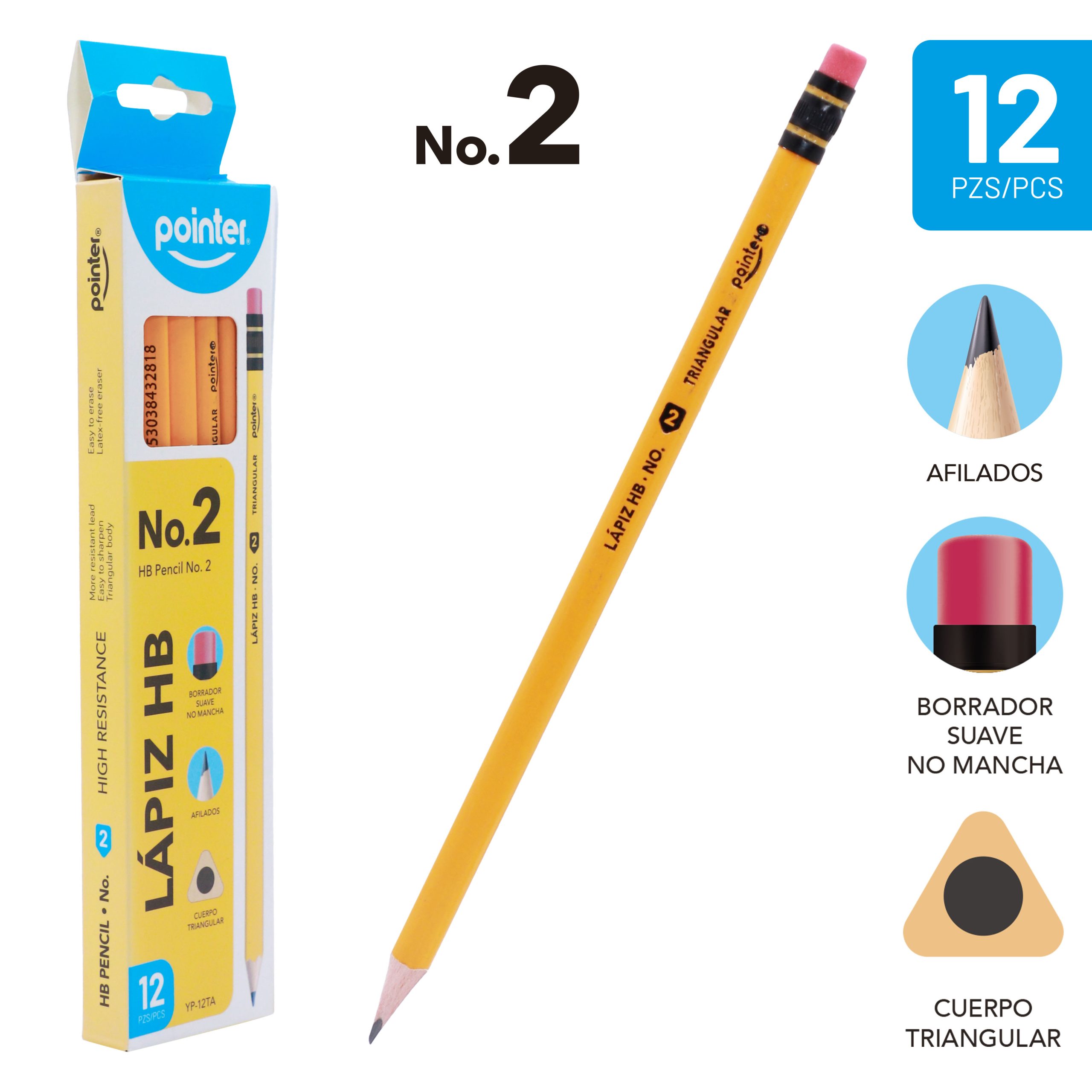 7453010074135 Lápiz triangular amarillo Pointer X12 - Imagen 1