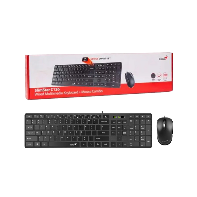 Diseño sin título (14) Combo Teclado + Mouse Genius Slimstar C126 USB Alámbrico - Imagen 1