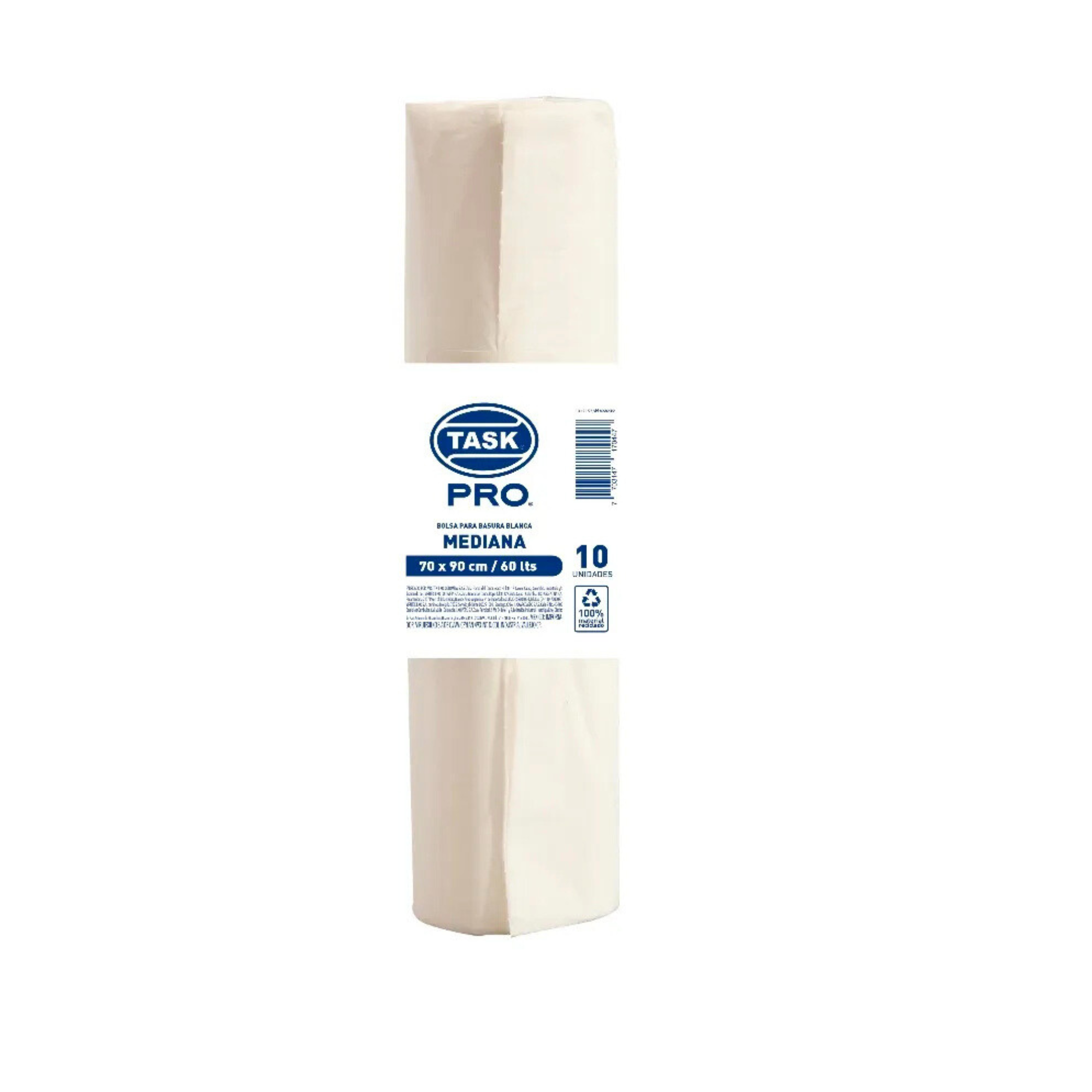 Bolsa Rollo Task Blanca 70X90X10 CAL1.8 60 LT 16KG TASK PAQ X100