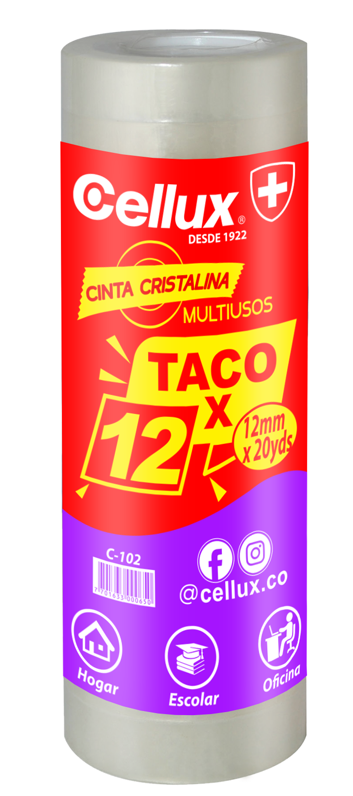 Cinta Cellux transparente 12mmx20yds X12