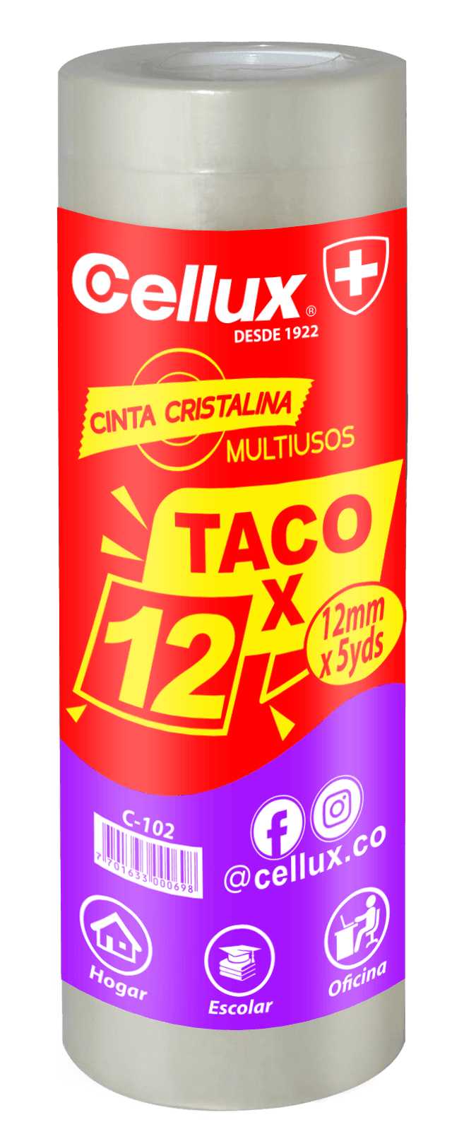 Cinta Cellux transparente 12mmx5yds X12