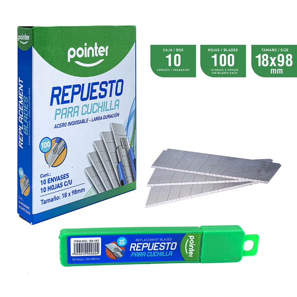 Repuesto bisturí grande Paquete X10 SX-18T Pointer