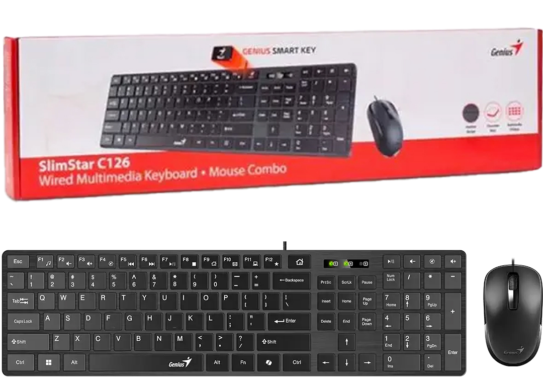 images Combo Teclado + Mouse Genius Slimstar C126 USB Alámbrico - Imagen 1