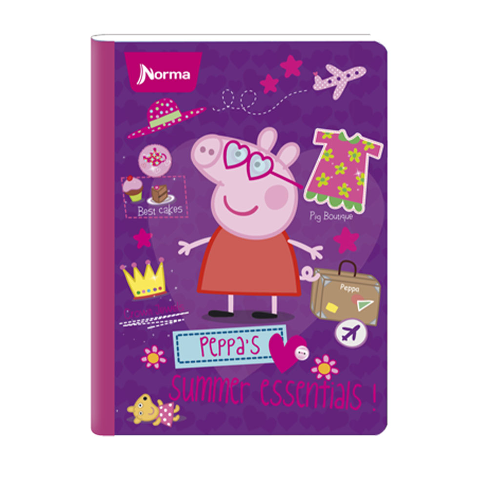 Cuaderno Norma cosido 100 Hojas con cuadros Peepa Pig 