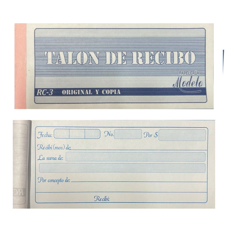 Talonario recibo original y copia x 50 hojas Forma Económica