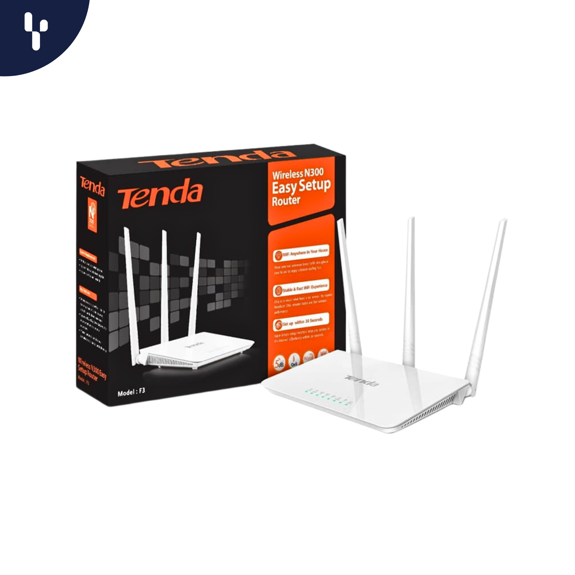 Router Tenda Wifi 2.4GHZ 300MBPS 3 Antenas/5 DBI/1 Puerto WAN Y 3 Puertos LAN 10/100MBPS 