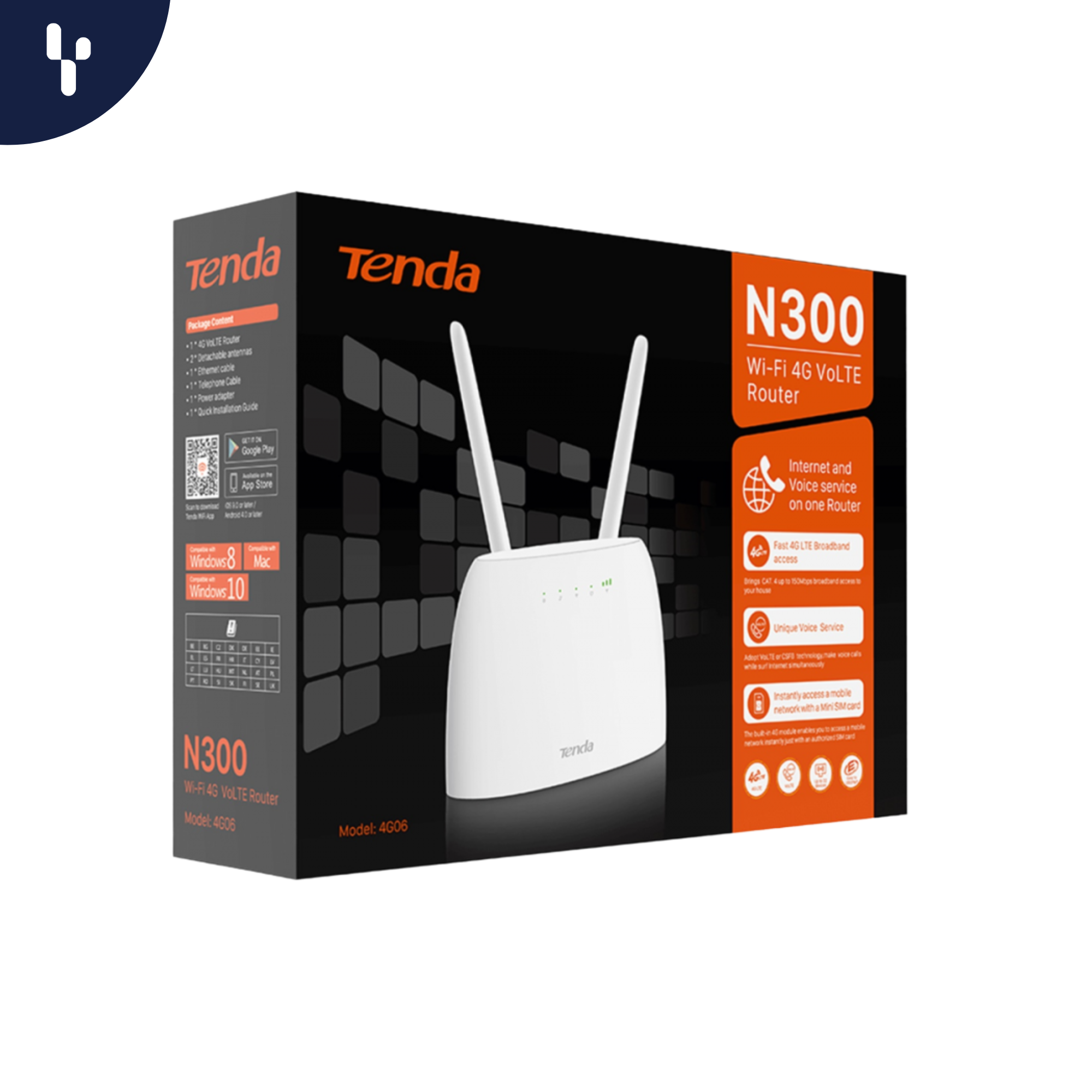 Router Tenda N300 4GLTE WIFI 2.4GHZ PUERTO SIM/LAN/RJ11
