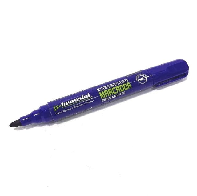 Marcador Benssini borrable delgado azul