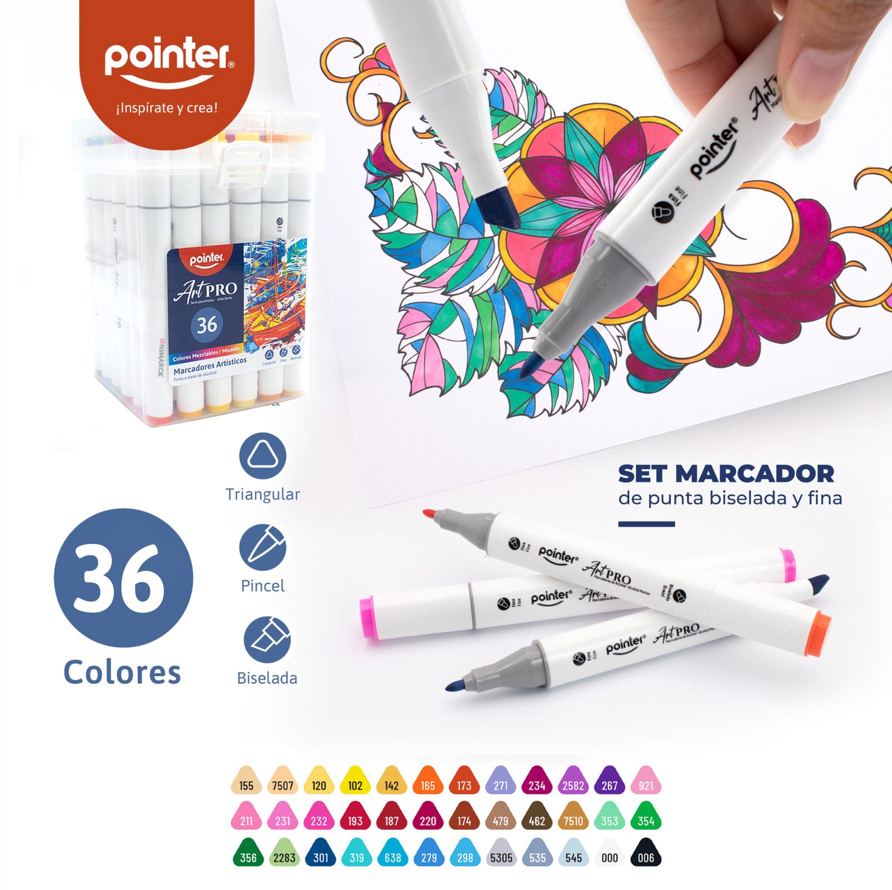 Set de marcadores Pointer Art-Pro colores mezclables X36 AHC-36