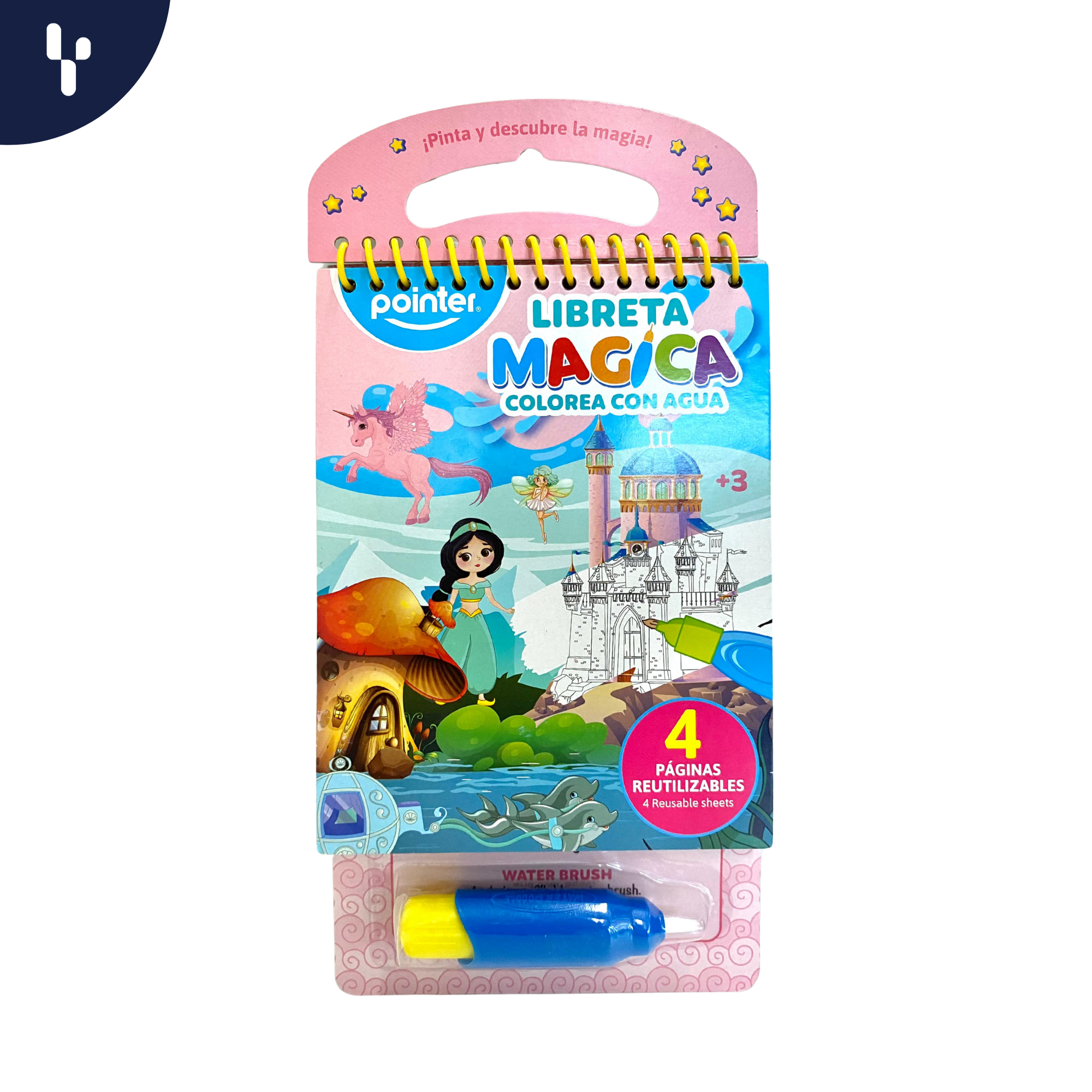 Libreta Magica Pointer Colorea con Agua 4 Páginas Reutilizables + Pincel de agua (WDB-2339)