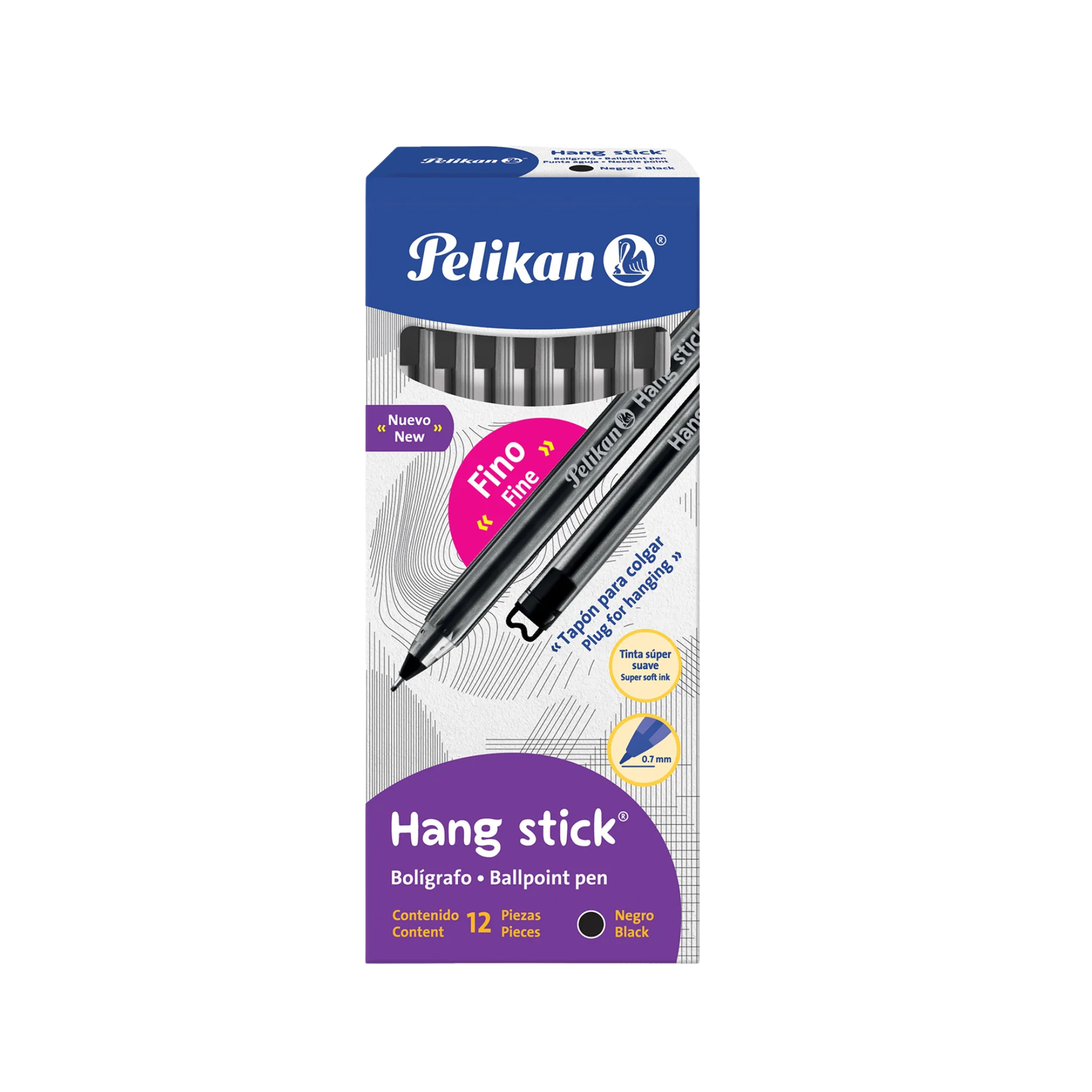 Bolígrafo Pelikan Hang Stick Punta Aguja Negro X12