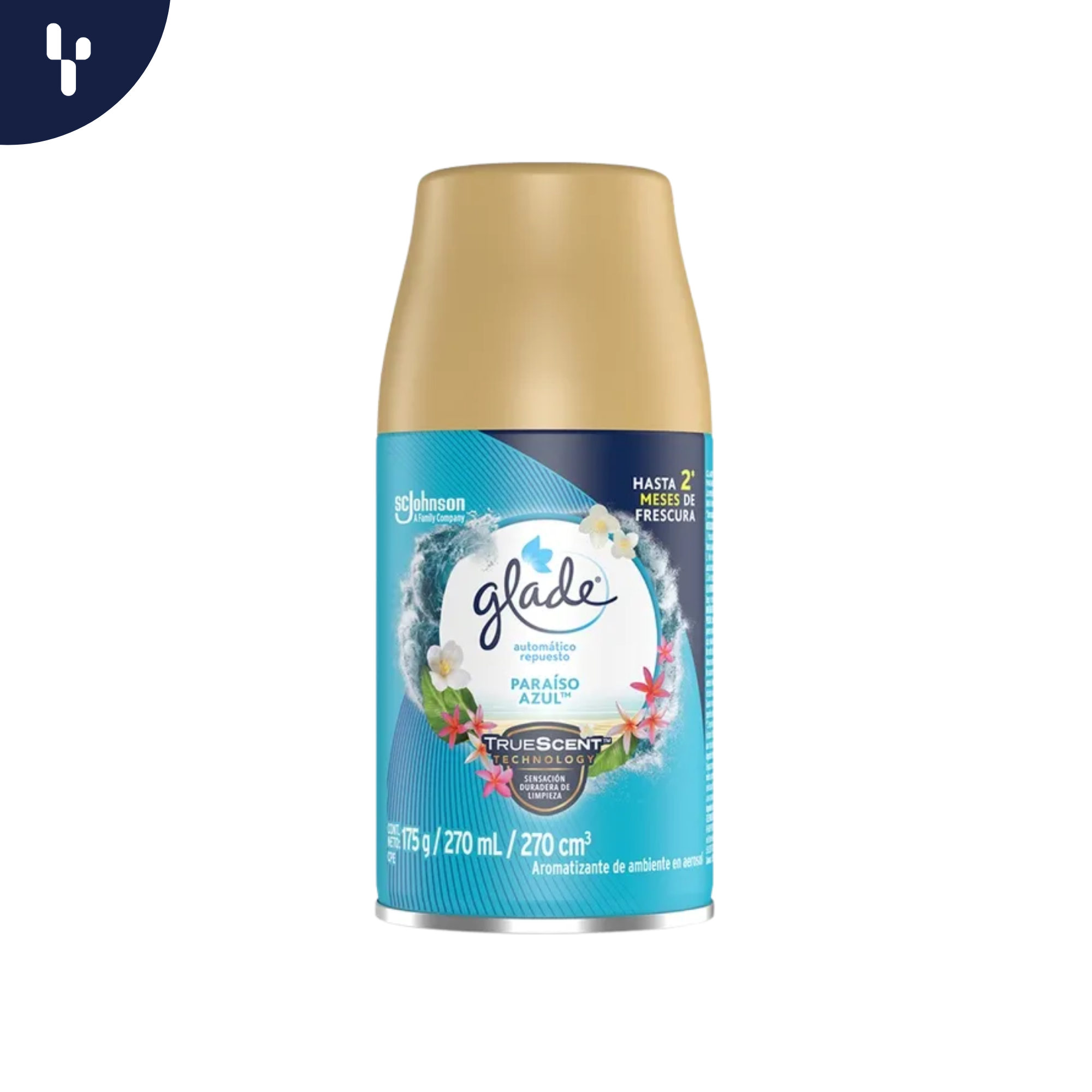 Ambientador Glade 175Ml Paraiso Azul Lata