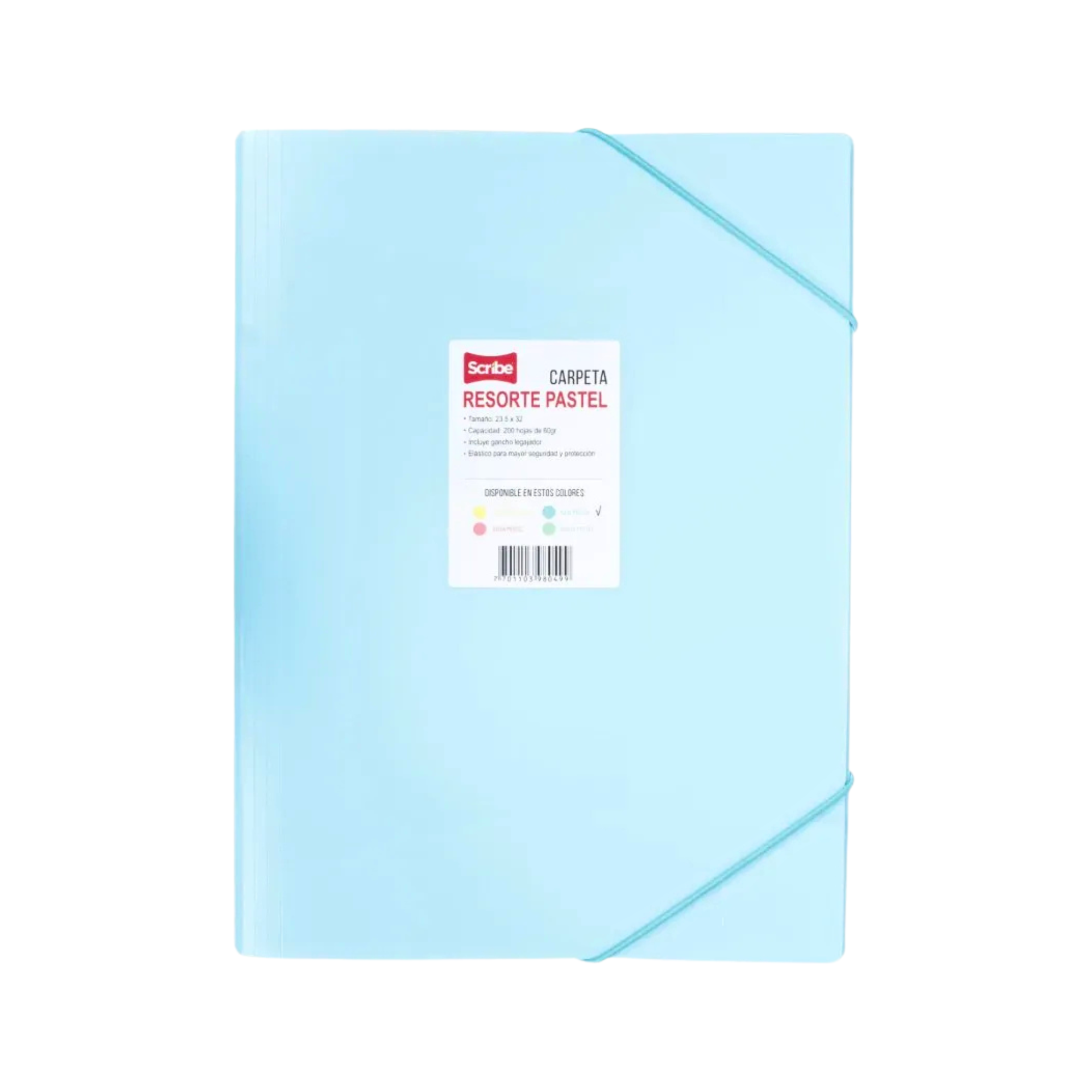 Carpeta Plástica Scribe Resorte Azul pastel 30U 