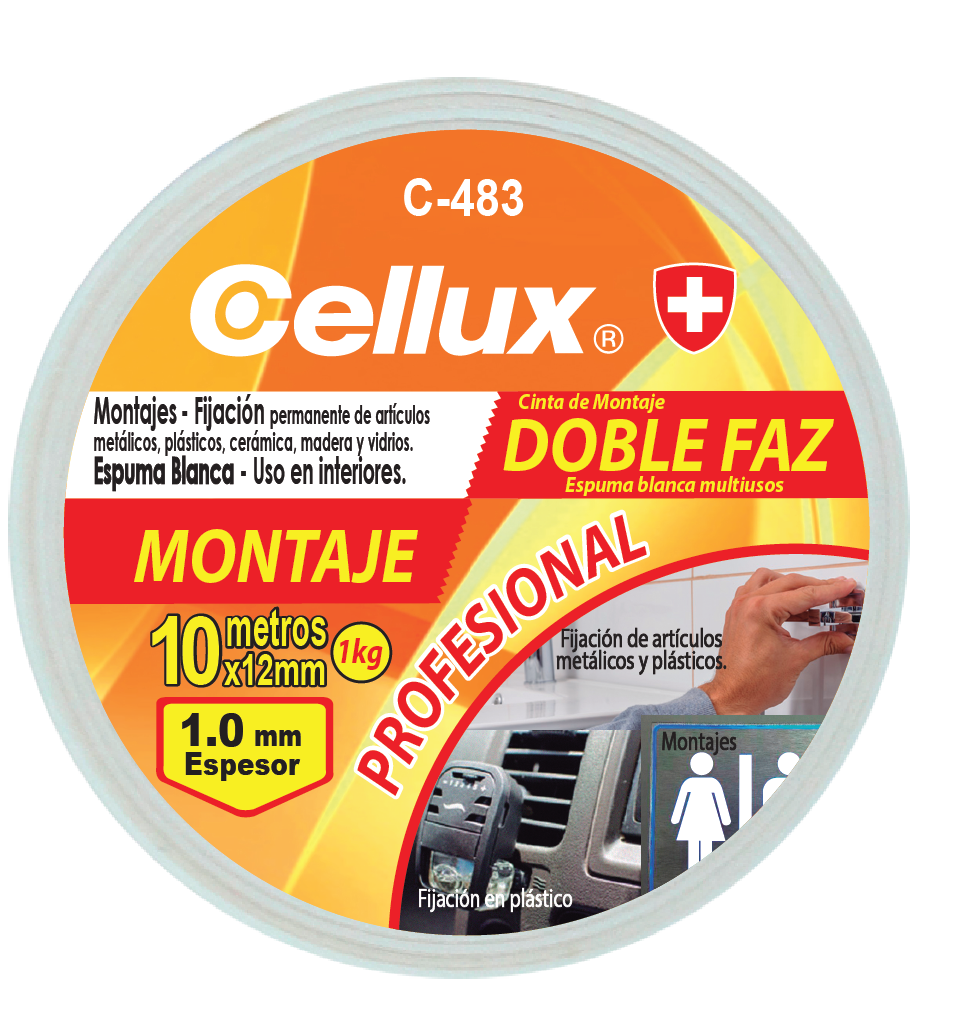 images Cinta Cellux doble faz tissue 12mmx10mts mágica invisible - Imagen 1