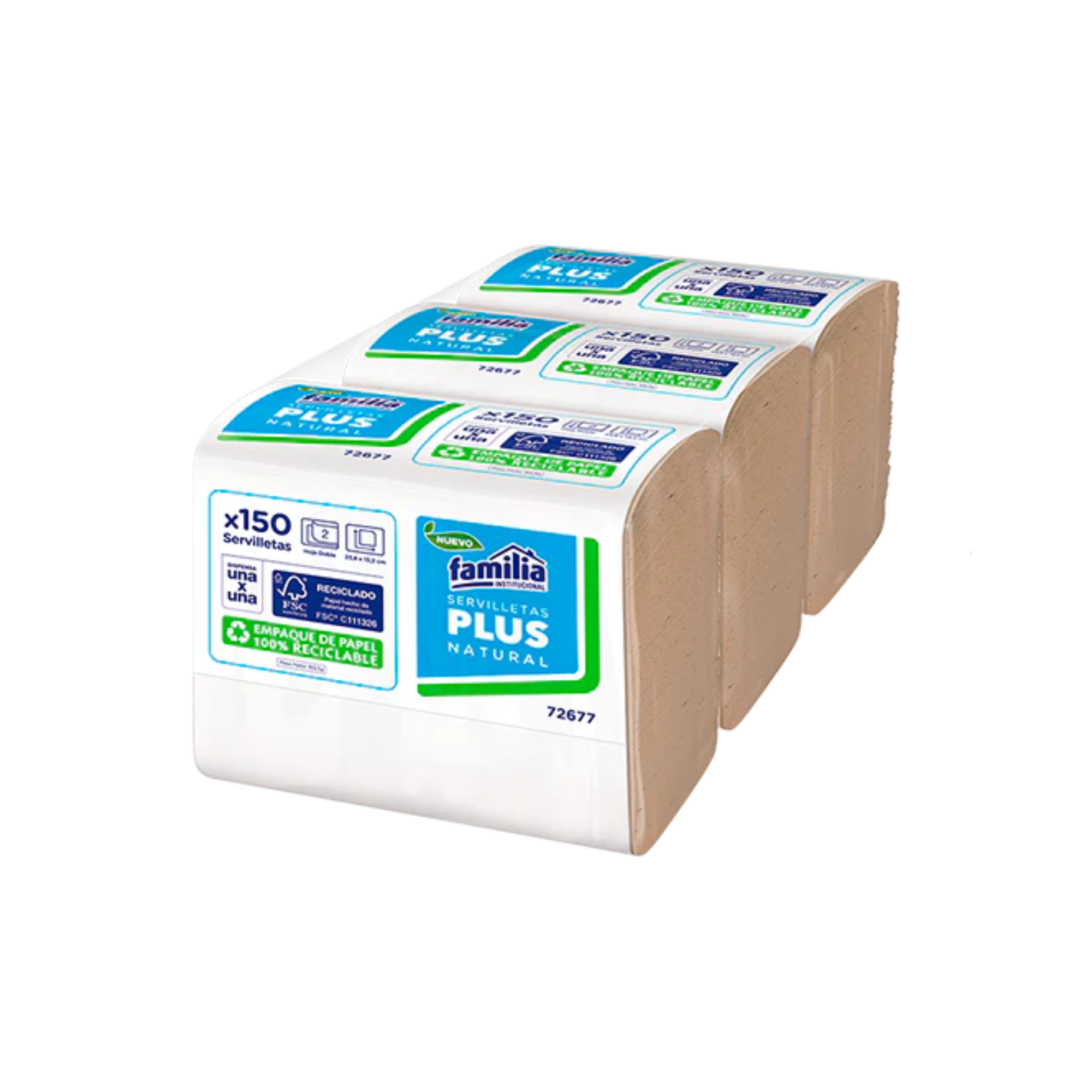 Servilletas Plus Natural Familia X150 72677