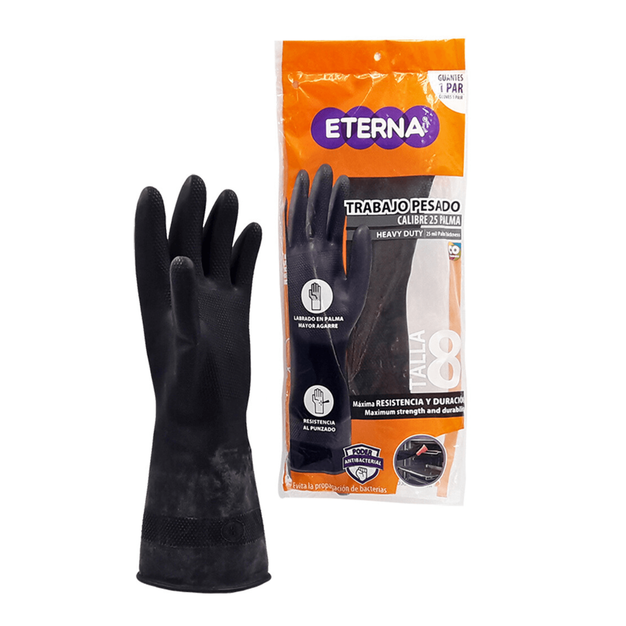 Guante Negro Talla 8 1/2 Calibre 35 Eterna