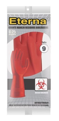 Guante Rojo Eterna Calibre 25 Talla 9 