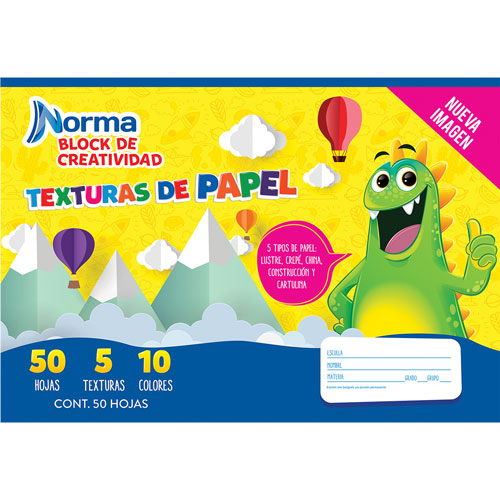 Block Norma escolar texturas 33.5x23.5cm 50 hojas