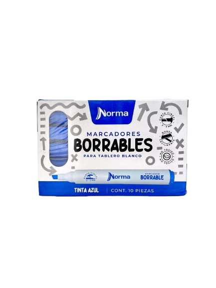 Marcador Norma Borrable Tinta Azul