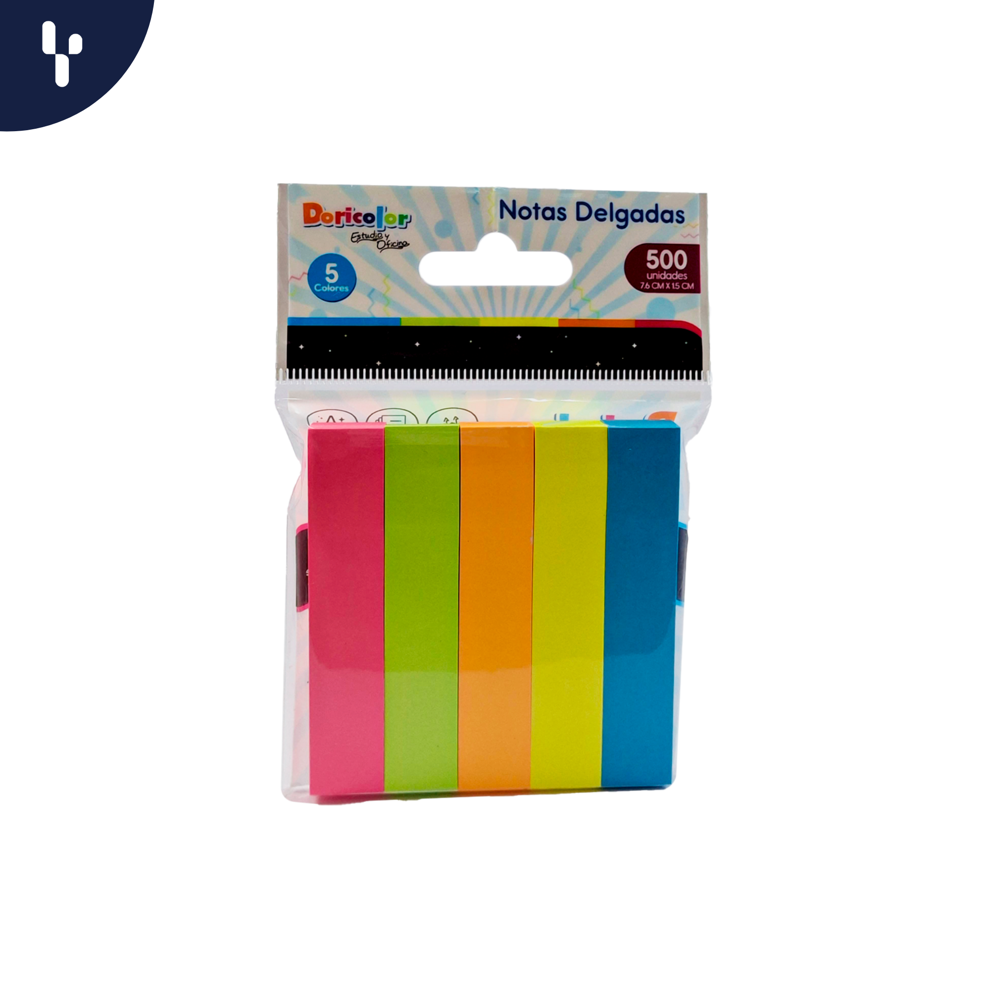 Banderitas Doricolor X500 Unidades 7.6cmX1.5cm X5 Colores