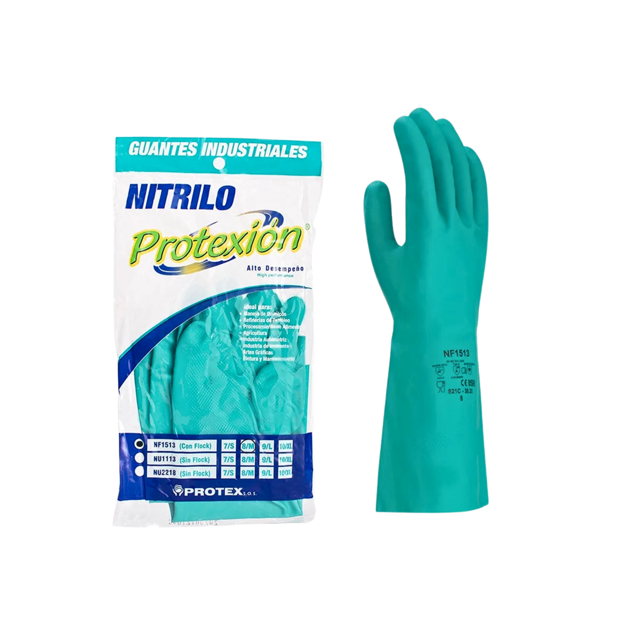 Guante Eterna Verde Nitrilo 33CM Talla S Protex