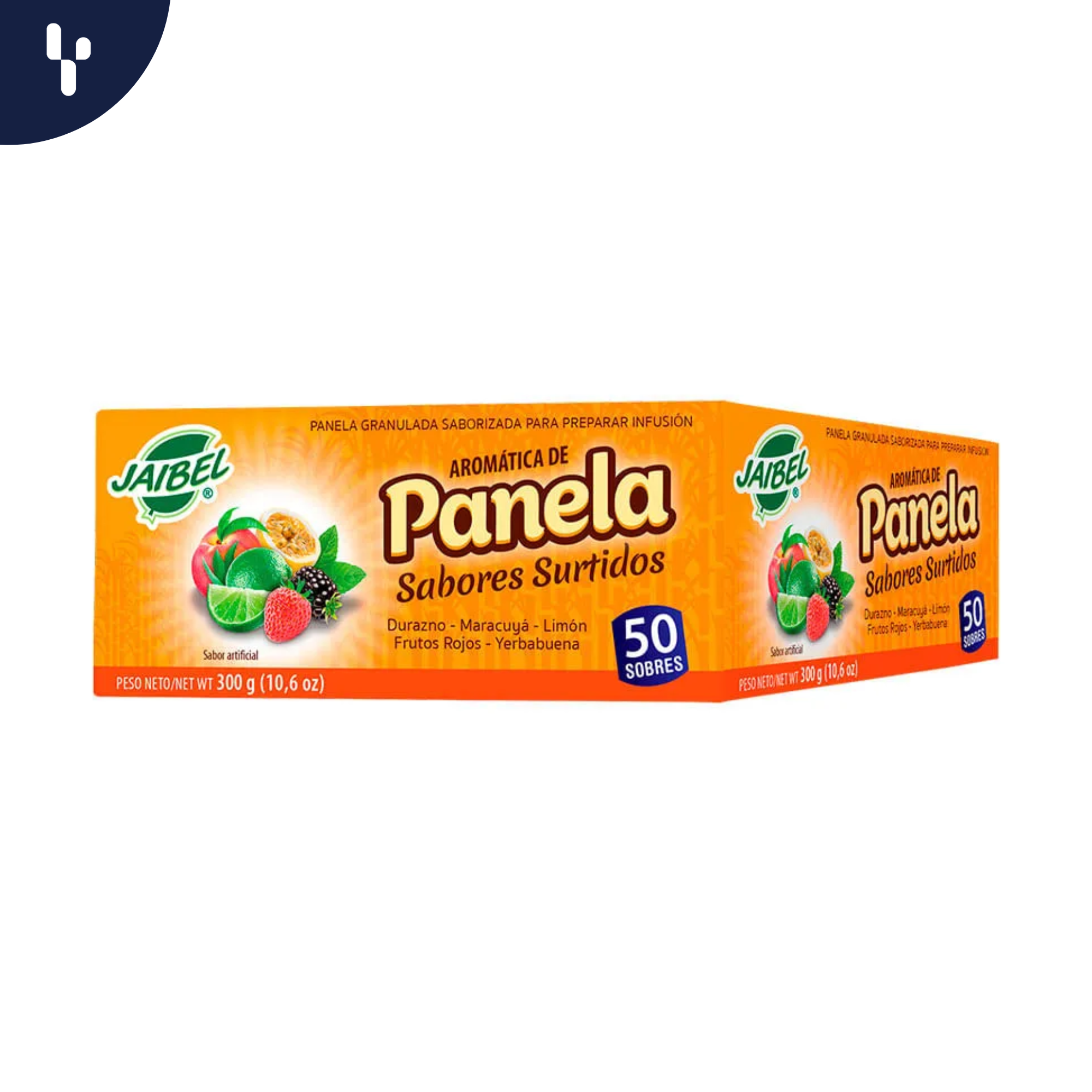 Aromática Jaibel Panela X50 Surtidas - Maracuyá, Frutos rojos, Durazno, Limón y Yerbabuena
