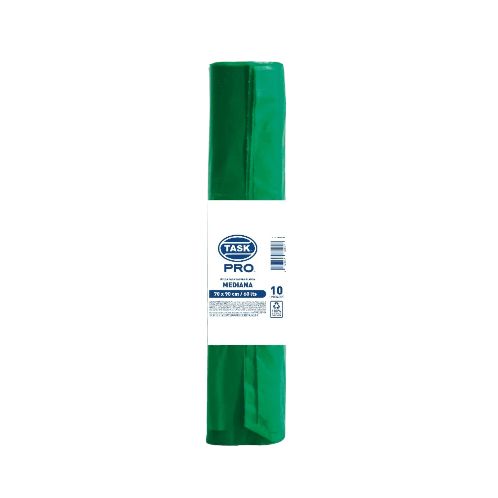 Bolsa verde 70X90cm X10 unidades rollo calibre 1.8 60 litros 16 kgs Task