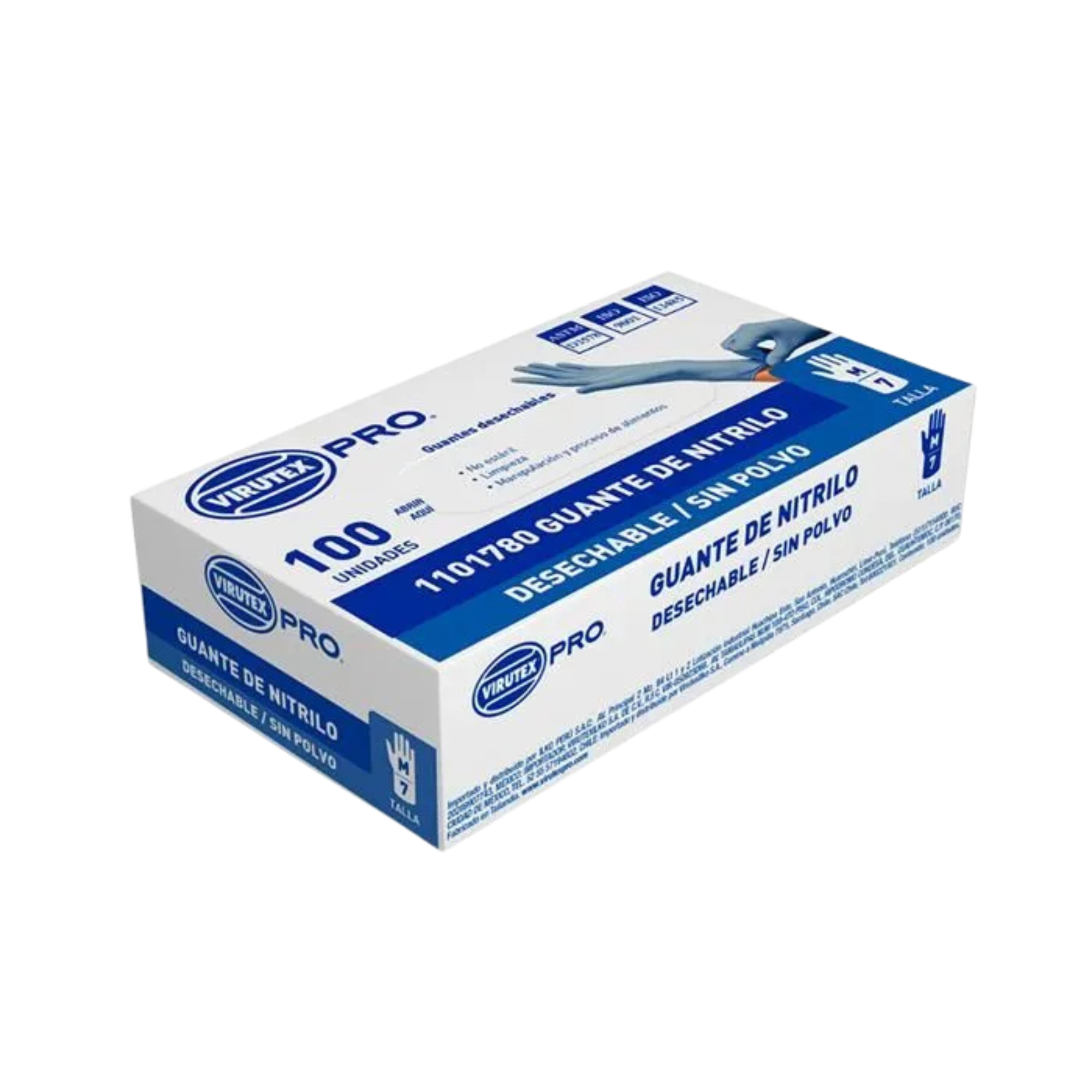 Guante Task Nitrilo Azul Talla M Sin polvo X100