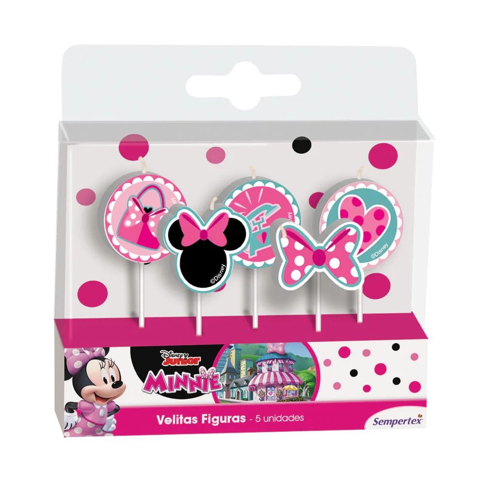 images Velas Minnie Mouse Paquete X5 Sempertex - Imagen 1