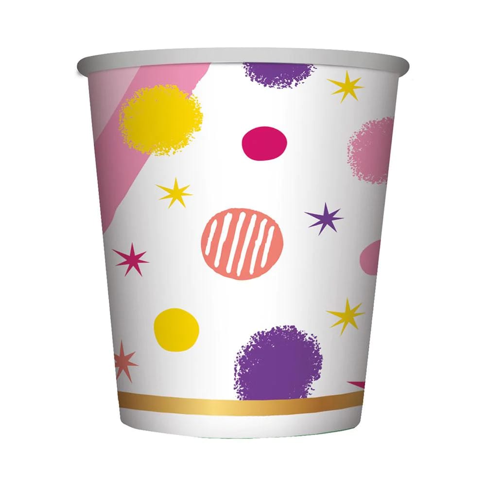 Vaso cumpleaños destellos x 8 unidades Sempertex