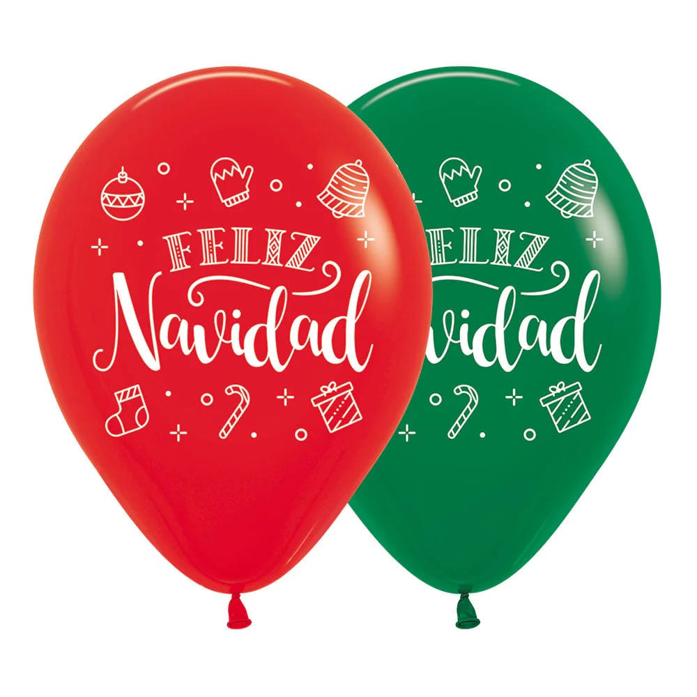 Globo Feliz Navidad R12 x 12 unidades fashion Sempertex