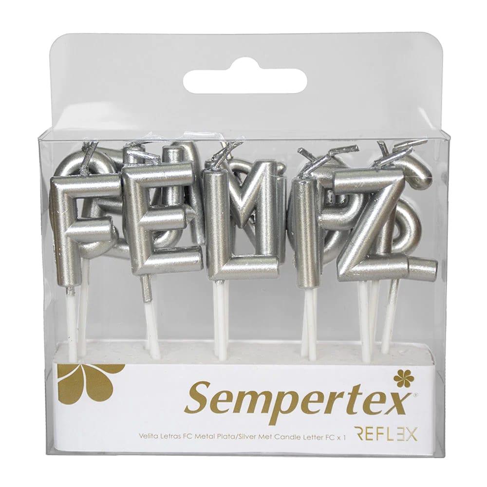 images Velas letras Feliz Cumpleaños metal plata Sempertex - Imagen 1