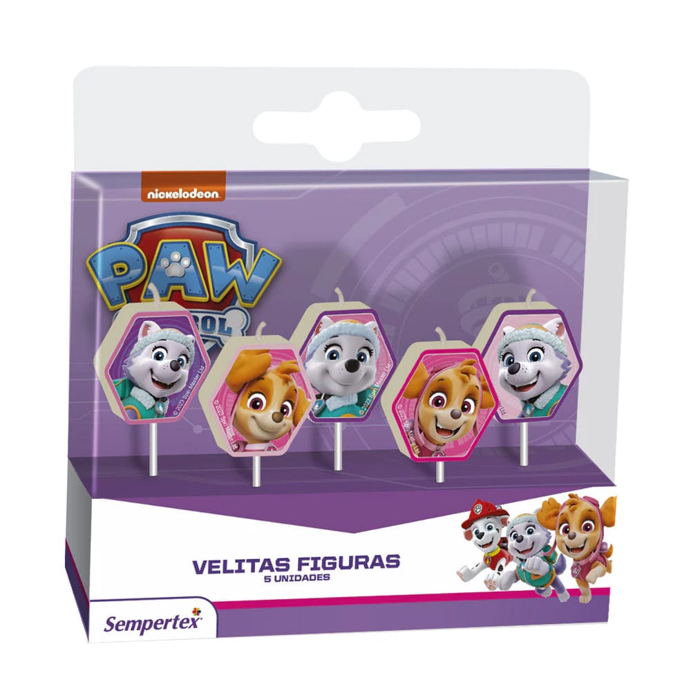 Velas Paw Patrol niña Paquete X5 Sempertex