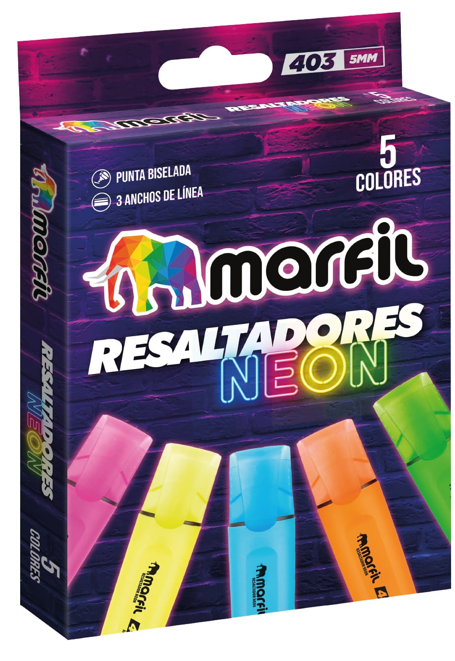 Resaltador Marfil plano neón X5 MEO1403
