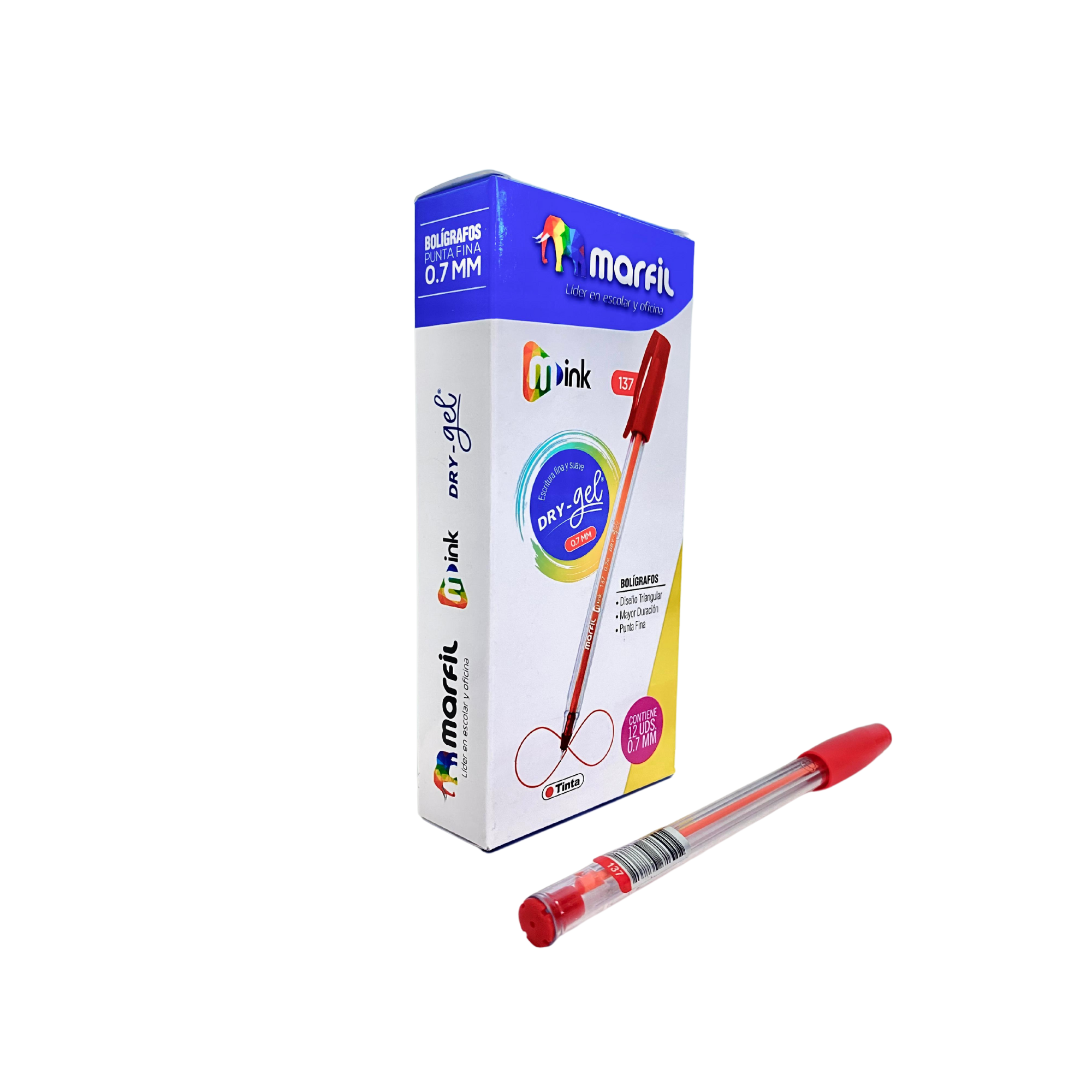 Bolígrafo Marfil M137 0.7mm Rojo con tapa 
