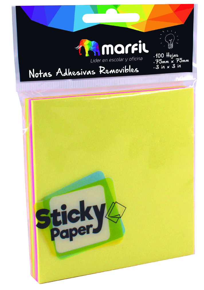 images Adhesivo taco notas Marfil 100 Hojas neón 3X3 - Imagen 1