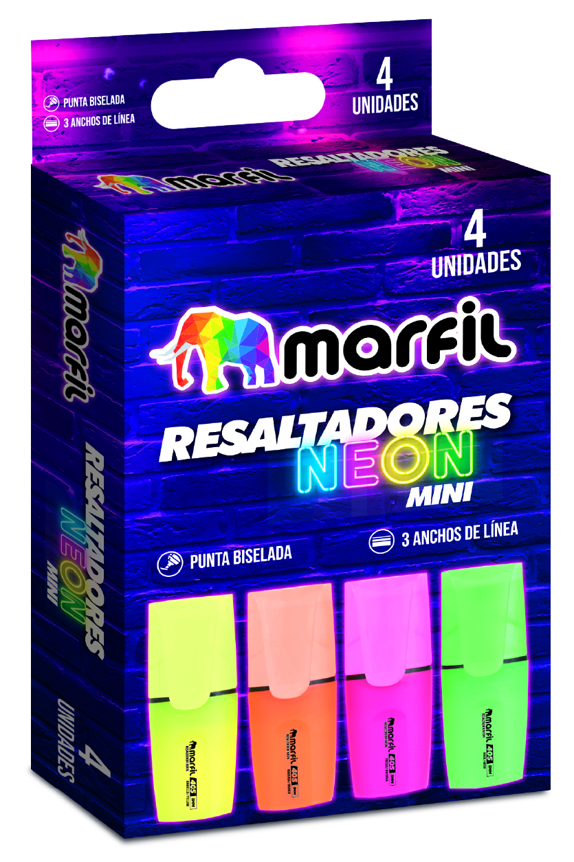 images Resaltador Marfil plano mini neón X4 MEO1405 - Imagen 1