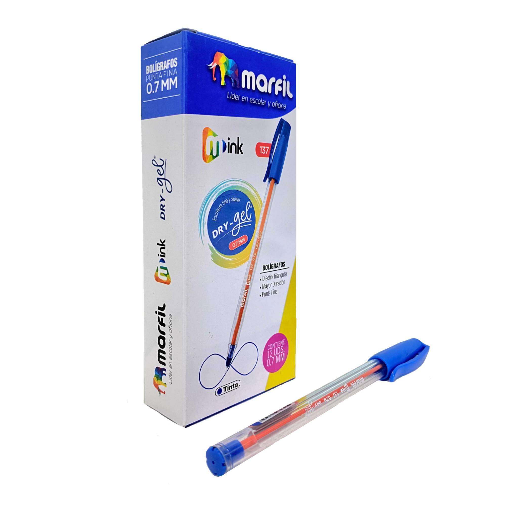 Bolígrafo Marfil M137 0.7mm Azul con tapa 