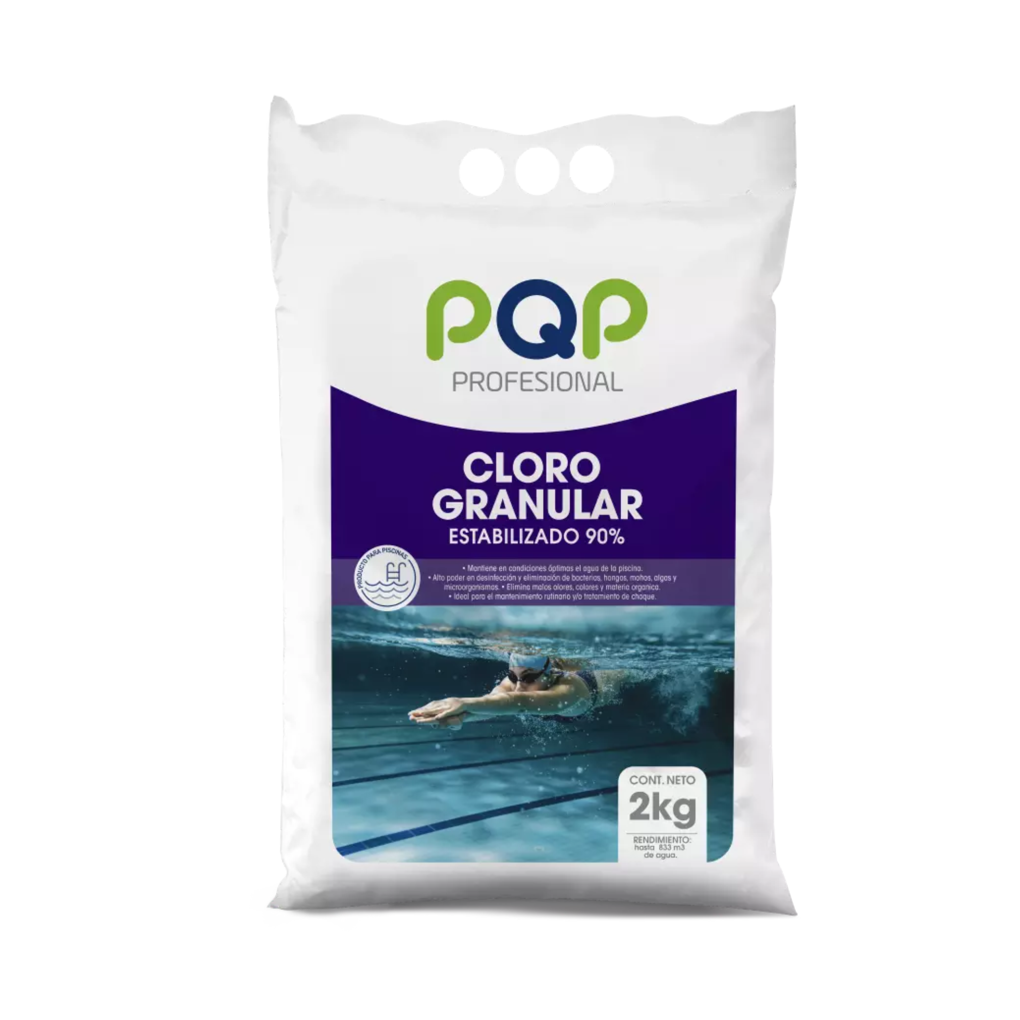 Cloro Estabilizado 90% PQP Profesional Piscinas 2Kg 