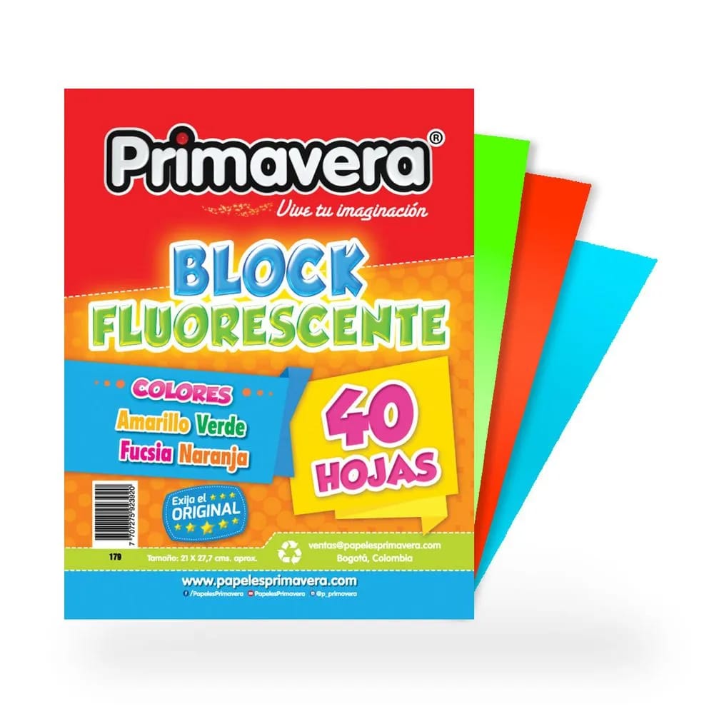 Block carta neon 40 hojas Primavera