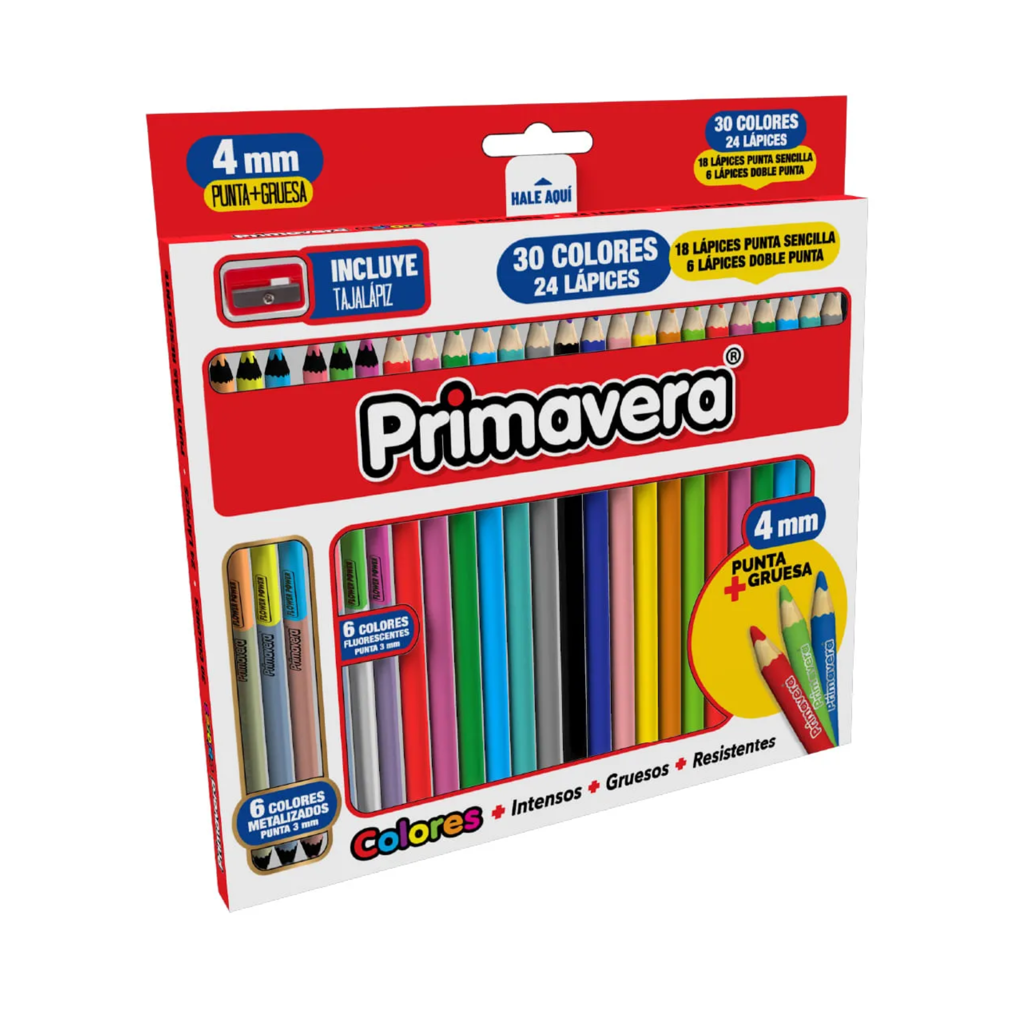 Colores Primavera X24 4mm + Sacapuntas 6 Colores metalizados