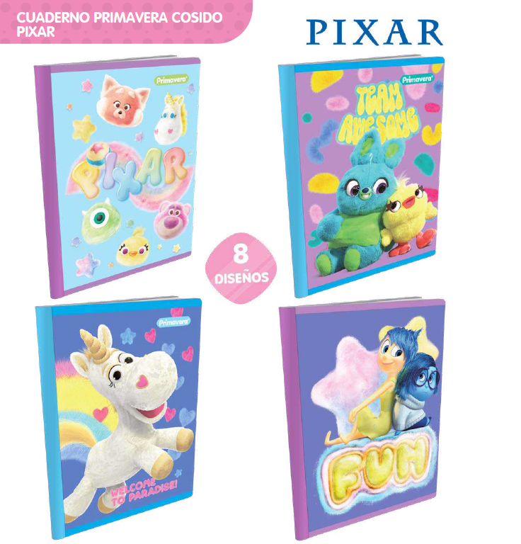 Cuaderno cosido 100 Hojas con rayas Pixar 