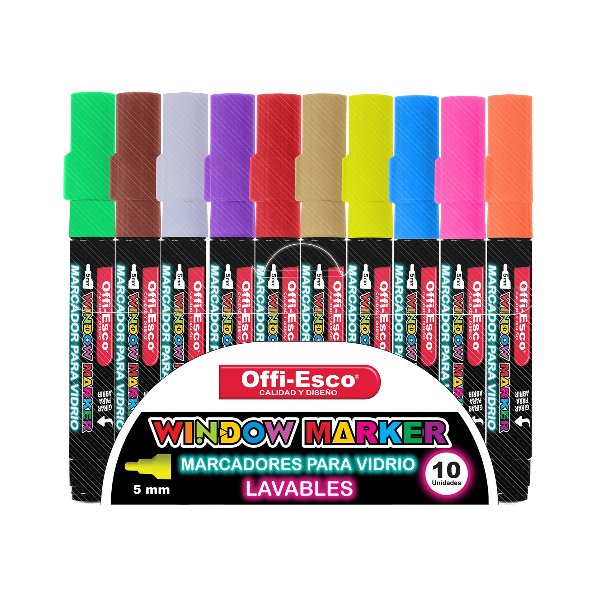 Marcador para Vidrio Offi-Esco Lavables X10UND 5mm