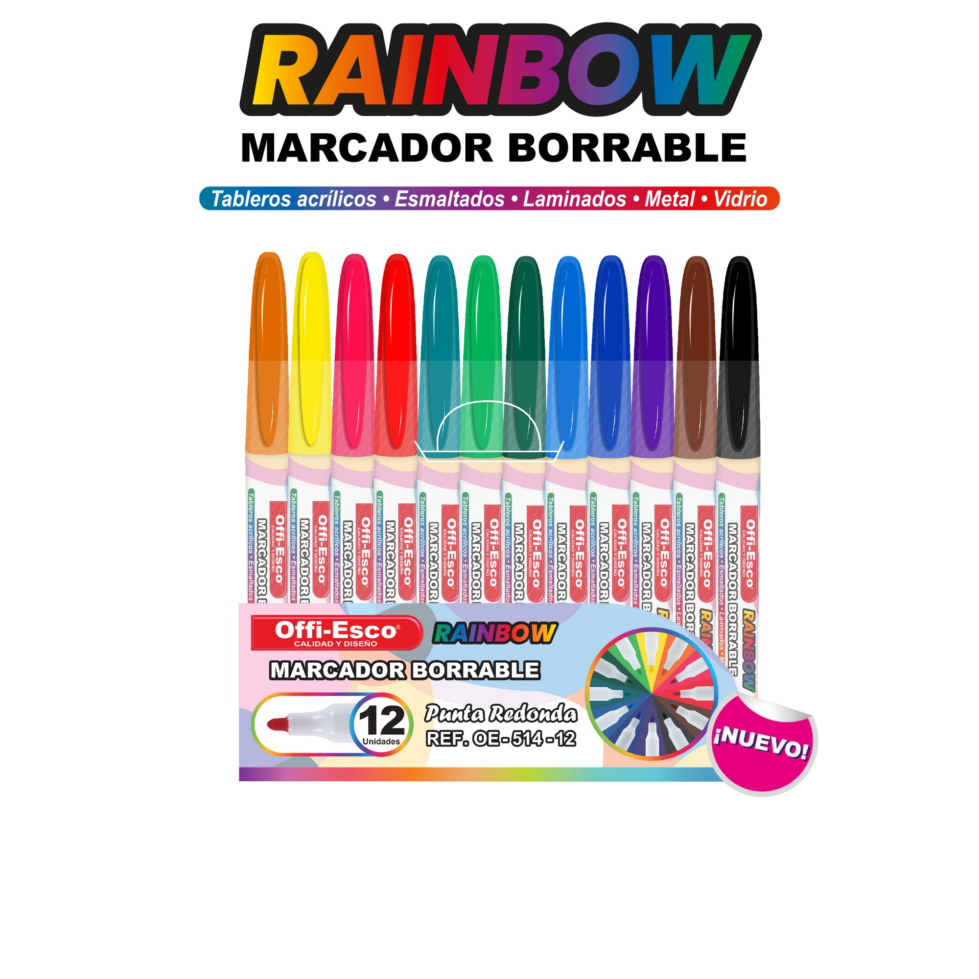 Marcador Borrable Offi-Esco X12 Surtido OE-514
