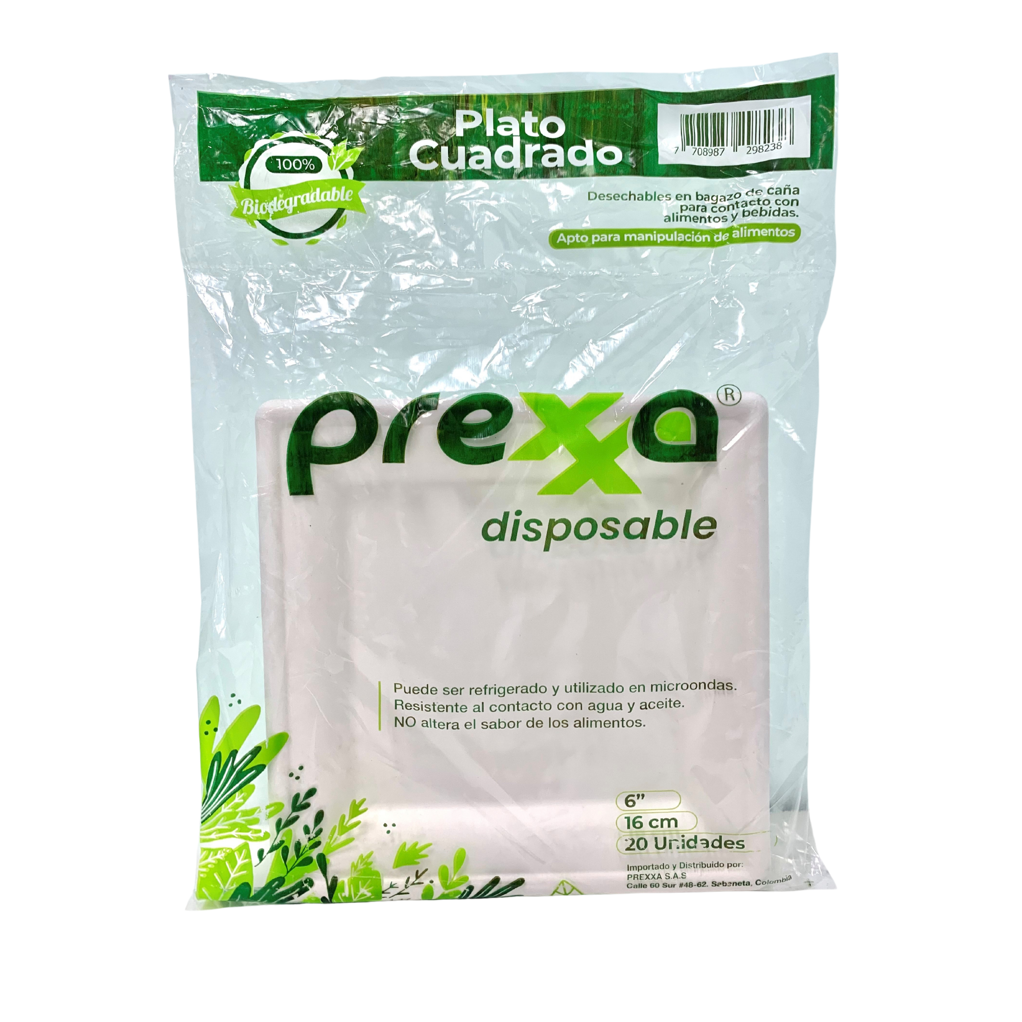 Plato Cuadrado Prexxa disposable Biodegradable