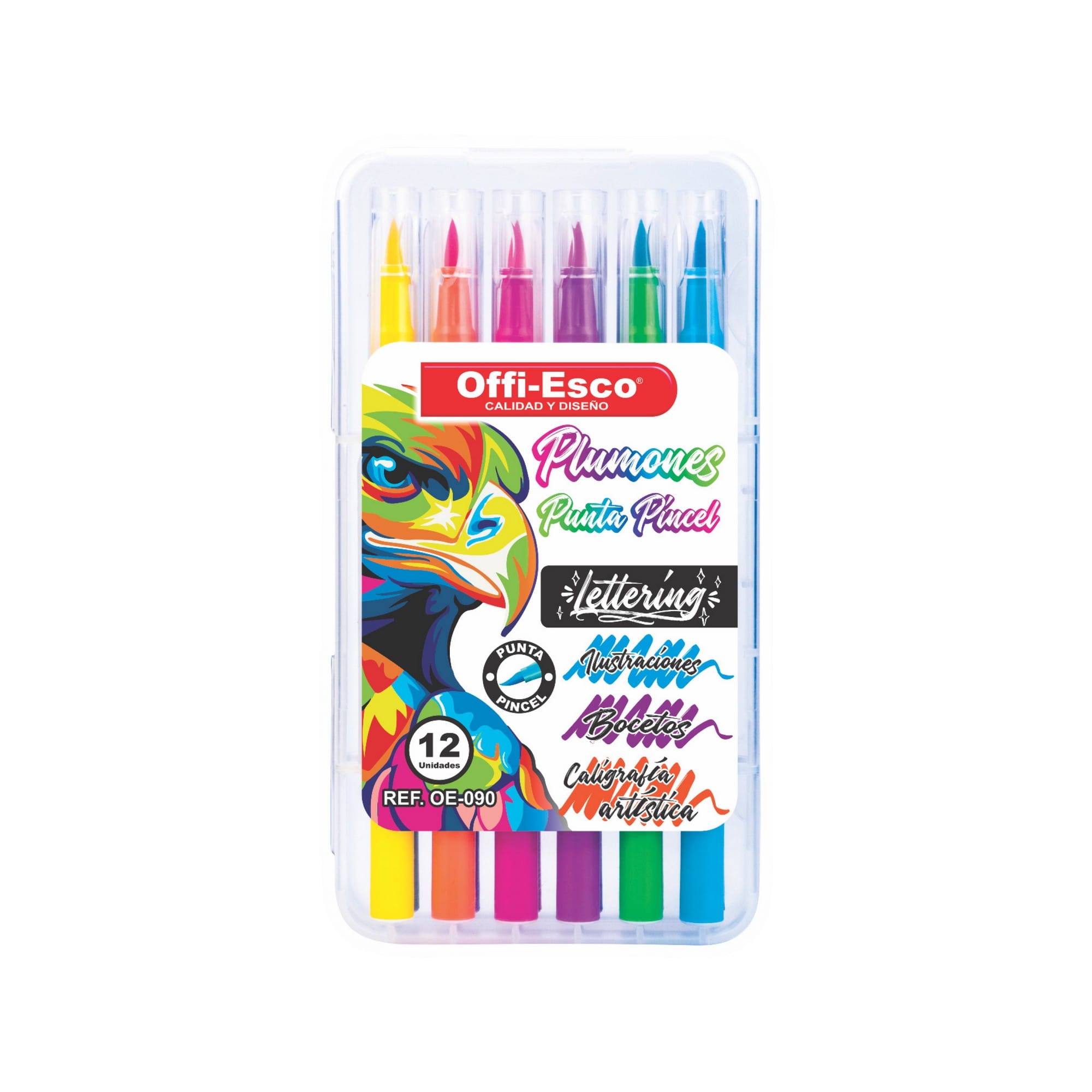 Plumones lavables punta pincel para lettering X12 OE-090 Offi-Esco