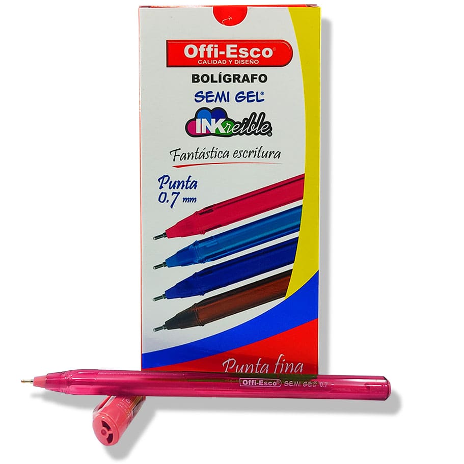 images Bolígrafo Offi-Esco semigel OE-077F 0.7mm X12 fucsia - Imagen 1