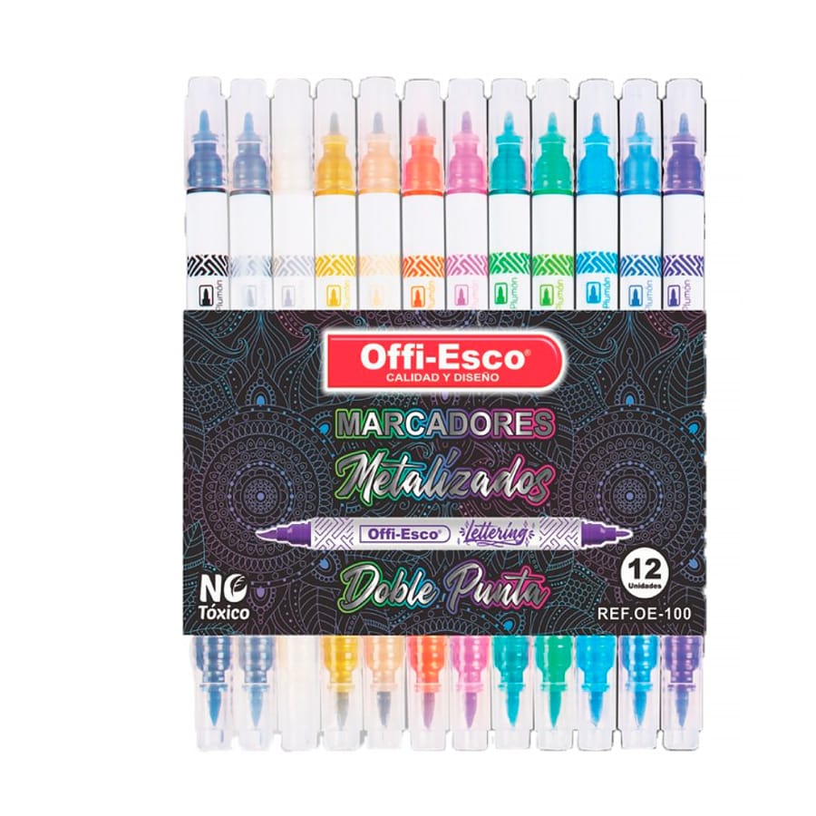 Marcadores metalizados doble punta para lettering X12 OE-100 Offi-Esco