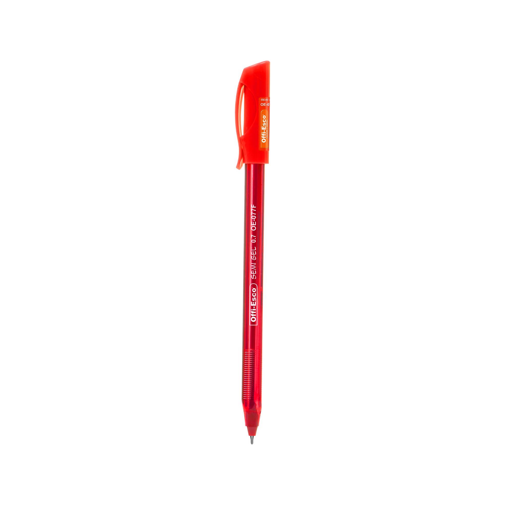 Bolígrafo SemiGel Offi-Esco Rojo Mina 0.7 Punta Fina Triangular 